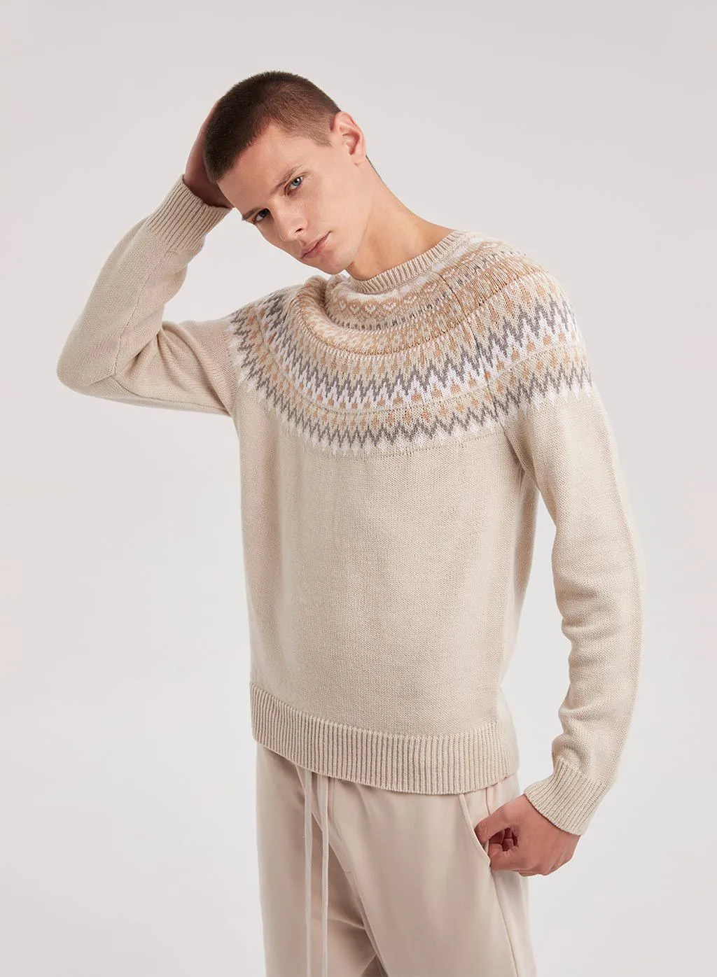 Relaxed Fit Casual Checkered Knit Christmas Sweater for Men