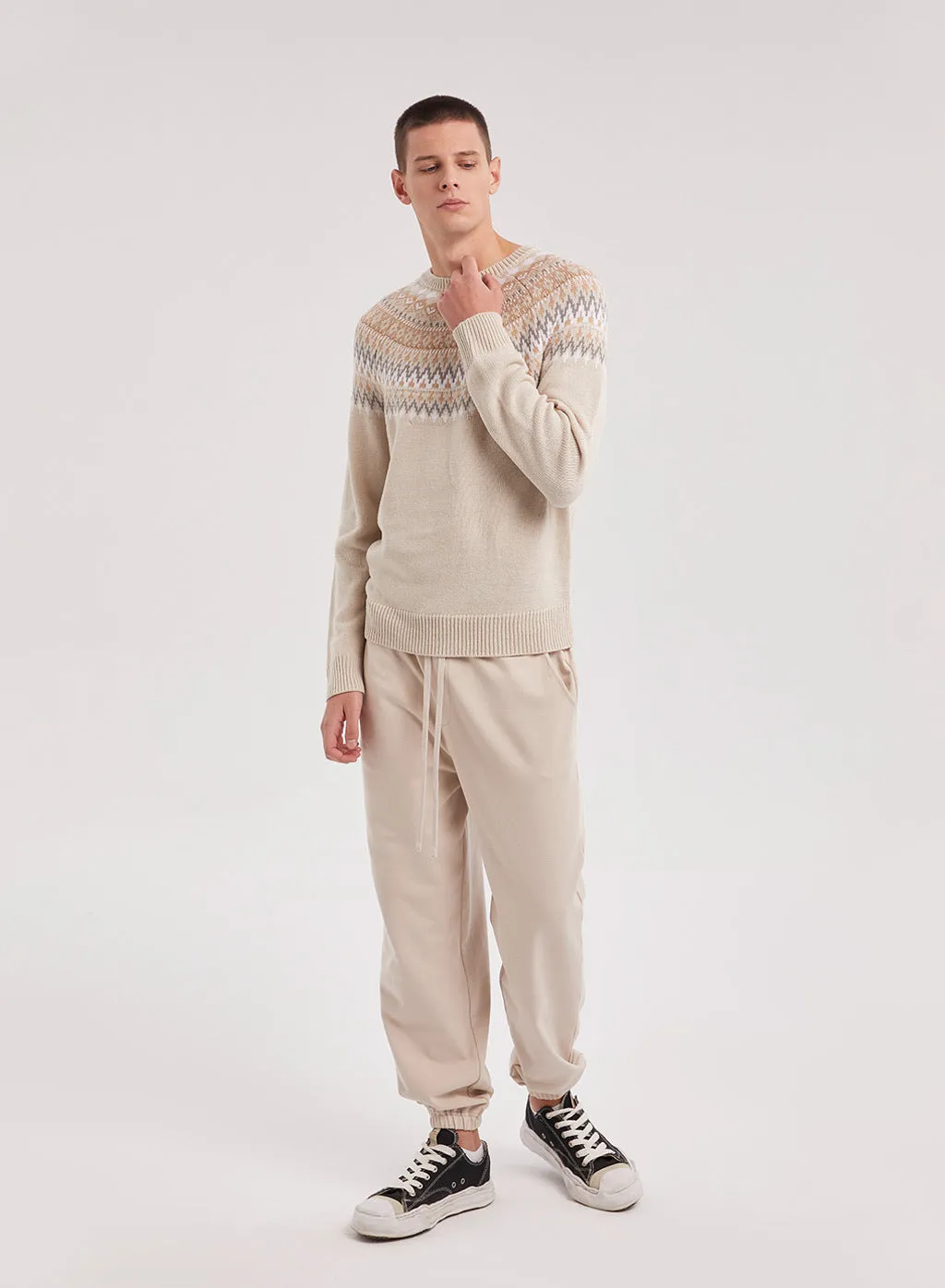Relaxed Fit Casual Checkered Knit Christmas Sweater for Men