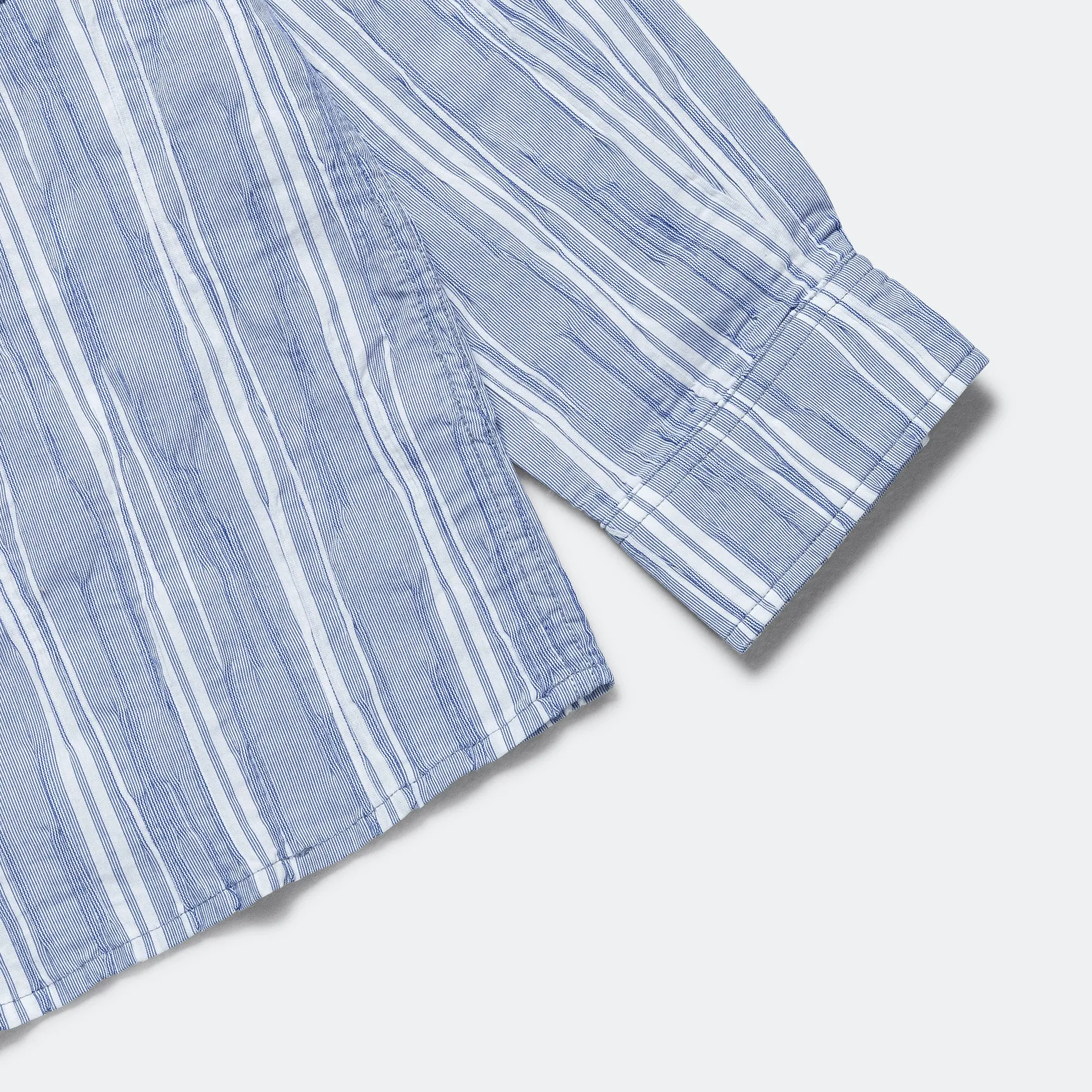 Relaxed L/S Shirt - Crinkley Navy/White Stripe