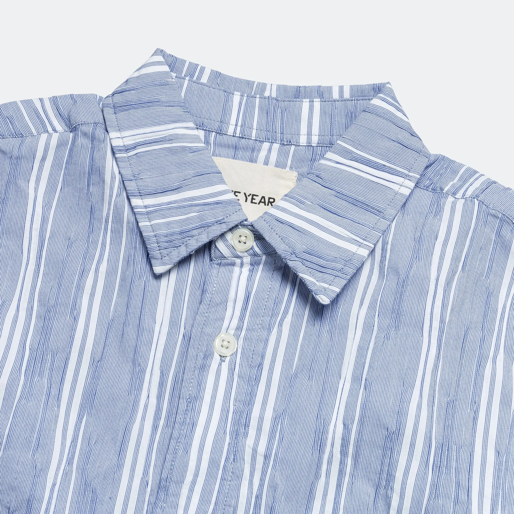 Relaxed L/S Shirt - Crinkley Navy/White Stripe