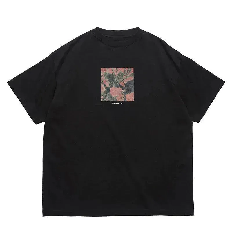 Retro Floral Print Short Sleeve Tee