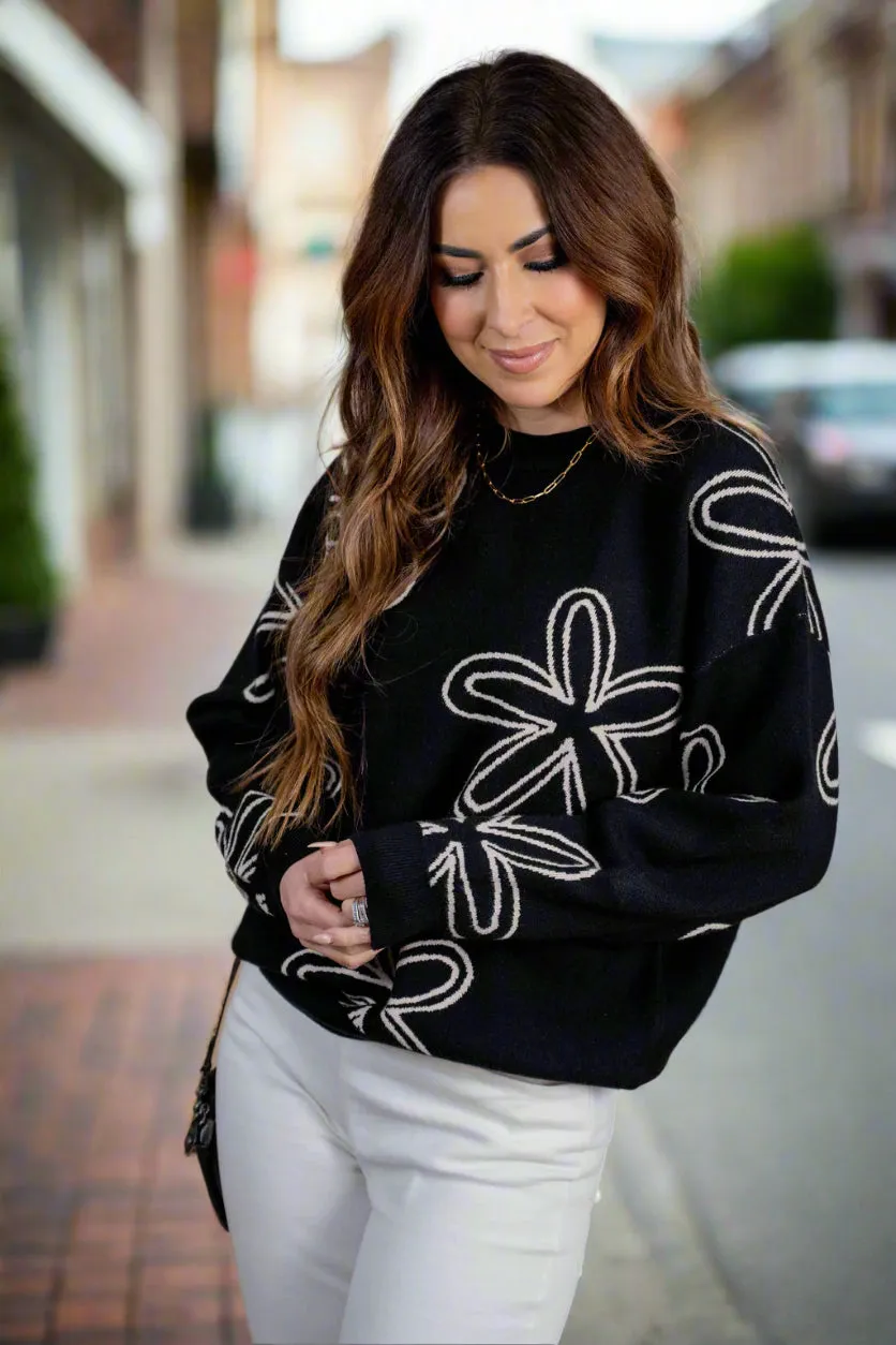 Retro Floral Sweater