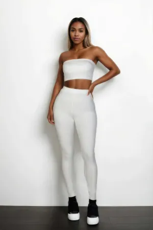 Ribbed Tube Top & Leggings Outfit Set