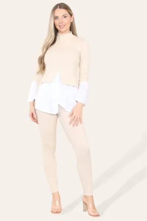Ribbed White Contrast Set