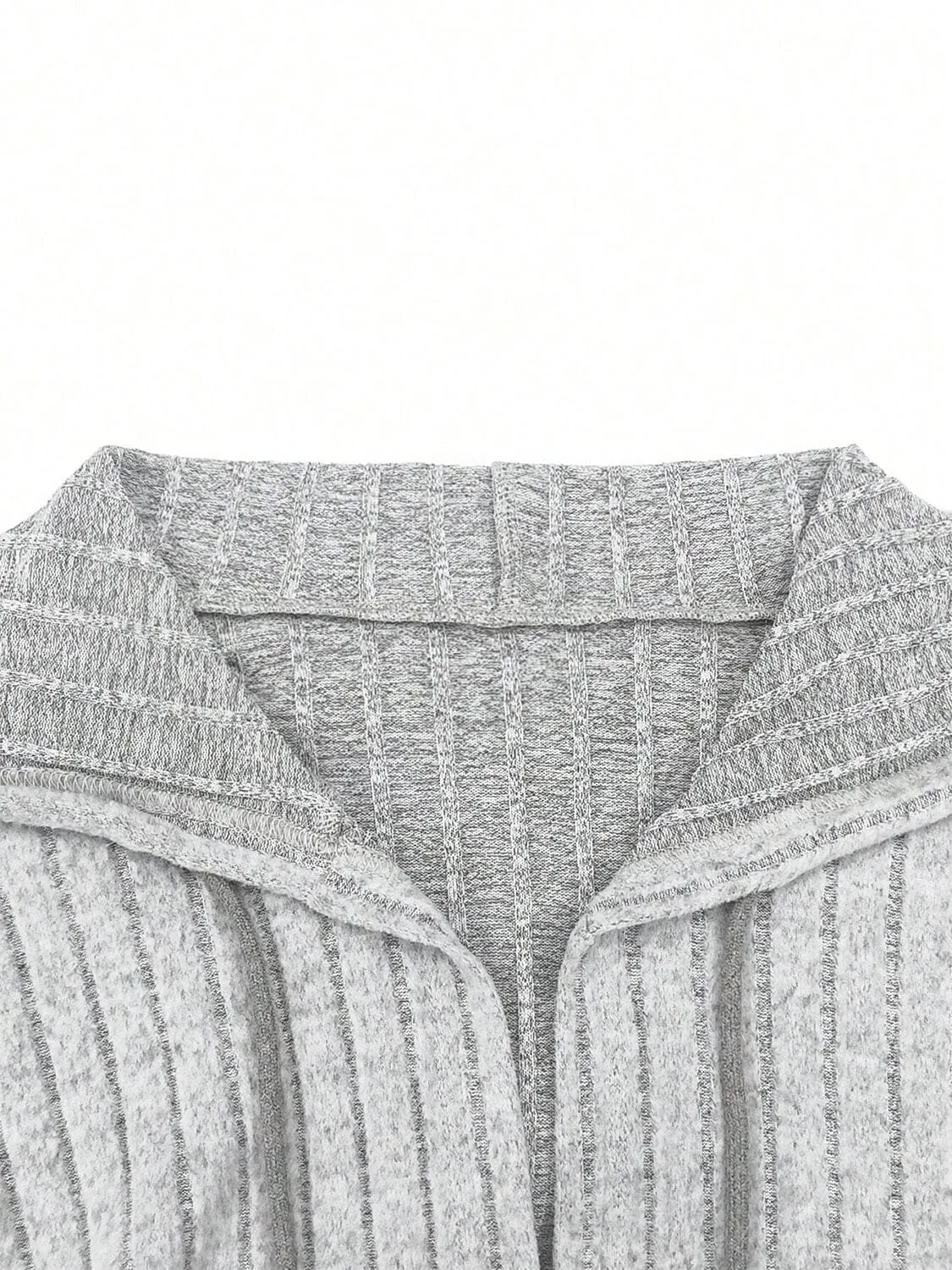Ribbed Zip Up Dropped Shoulder Jacket