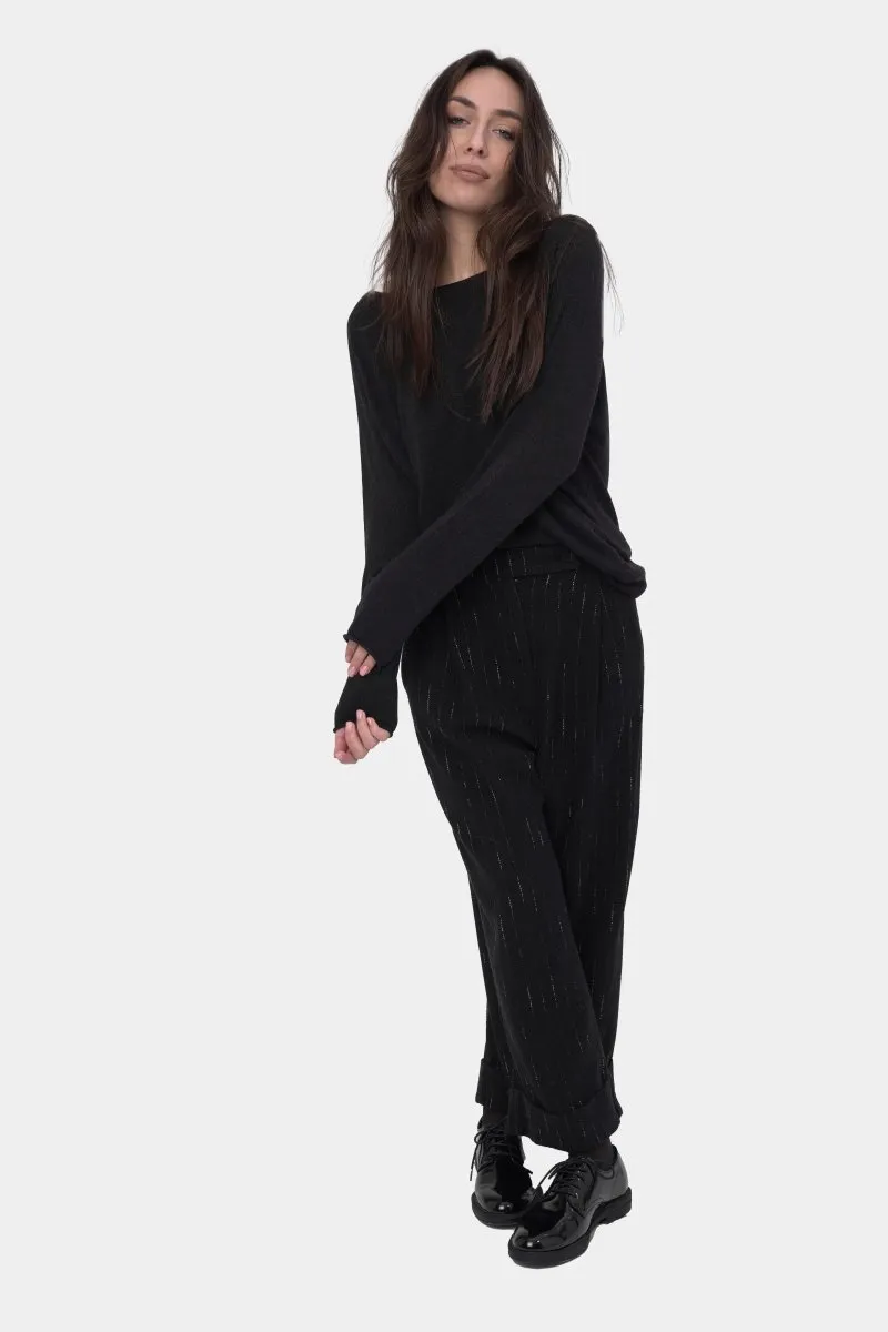 Round Neck Raw Edge Sweater