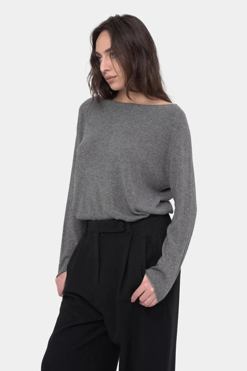 Round Neck Raw Edge Sweater