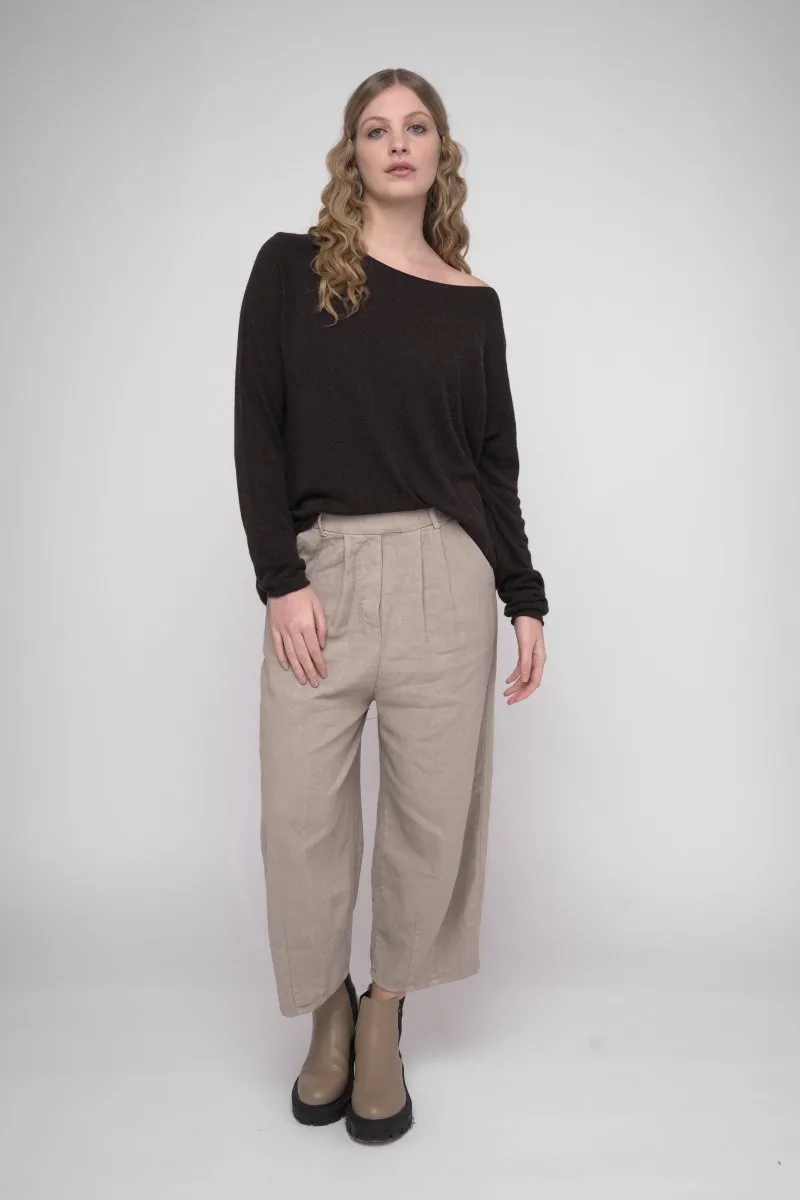 Round Neck Raw Edge Sweater