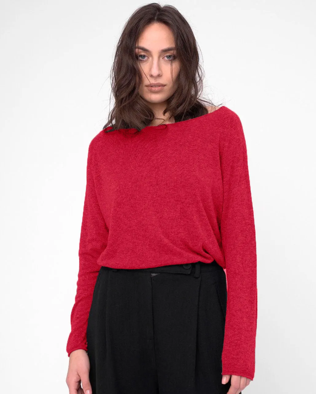 Round Neck Raw Edge Sweater