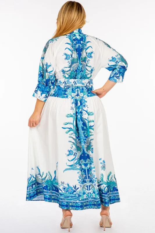 Royal Curves Kaftan Style Floral Maxi Dress