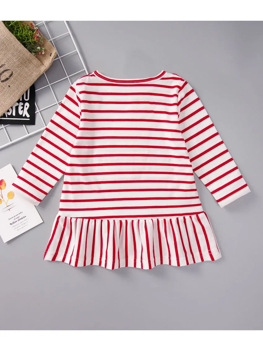 Santa Claus Baby Toddler Girl Long sleeves Stripe Dress