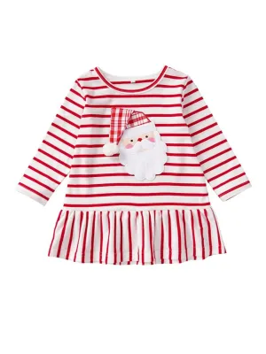 Santa Claus Baby Toddler Girl Long sleeves Stripe Dress