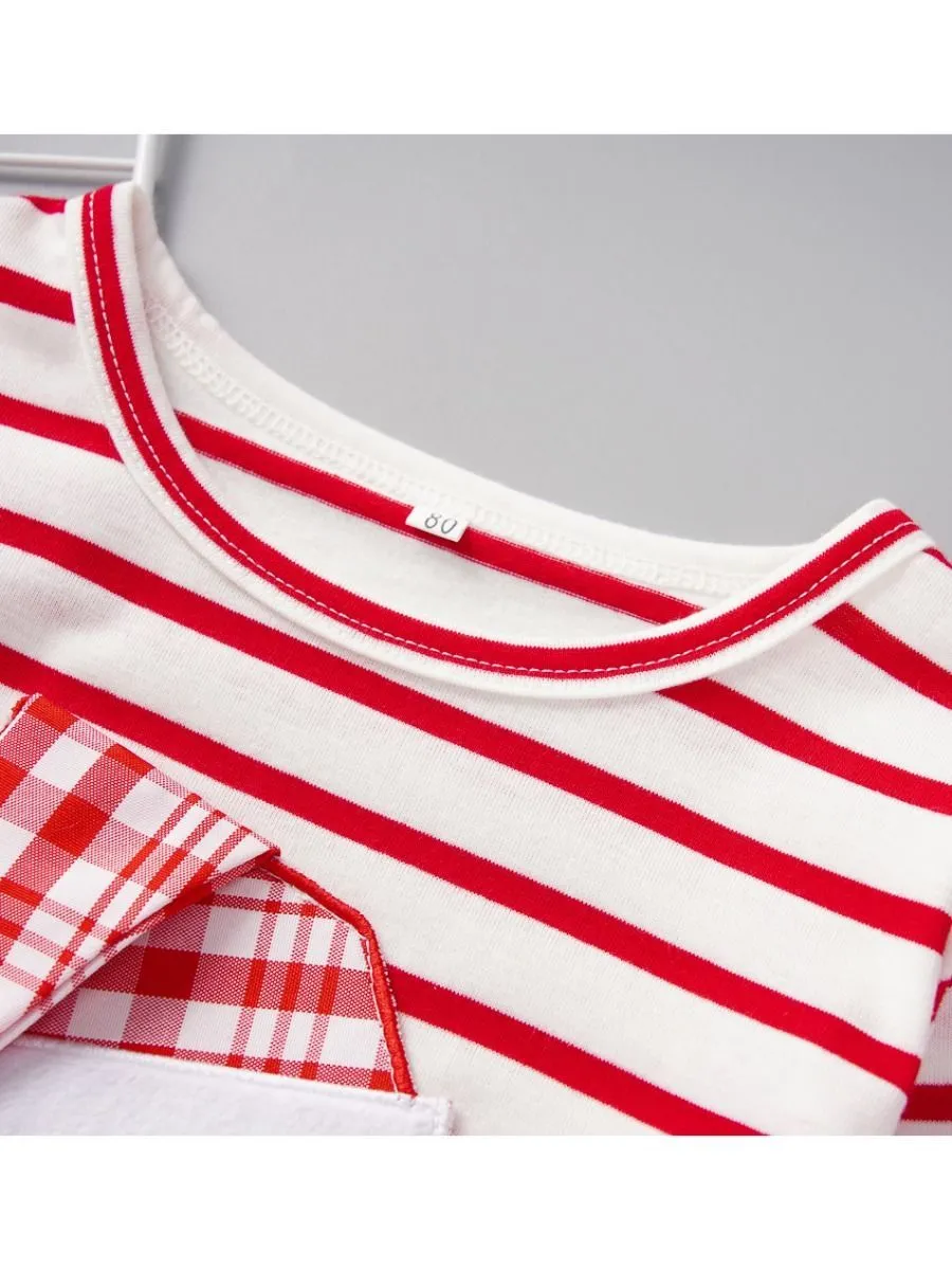 Santa Claus Baby Toddler Girl Long sleeves Stripe Dress