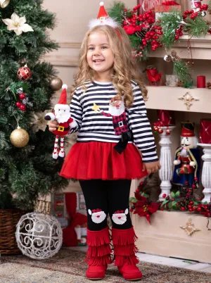 Santa's Star Peplum Top And Legging Set
