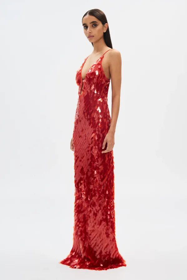 Sapphire Sequin Maxi Dress Red