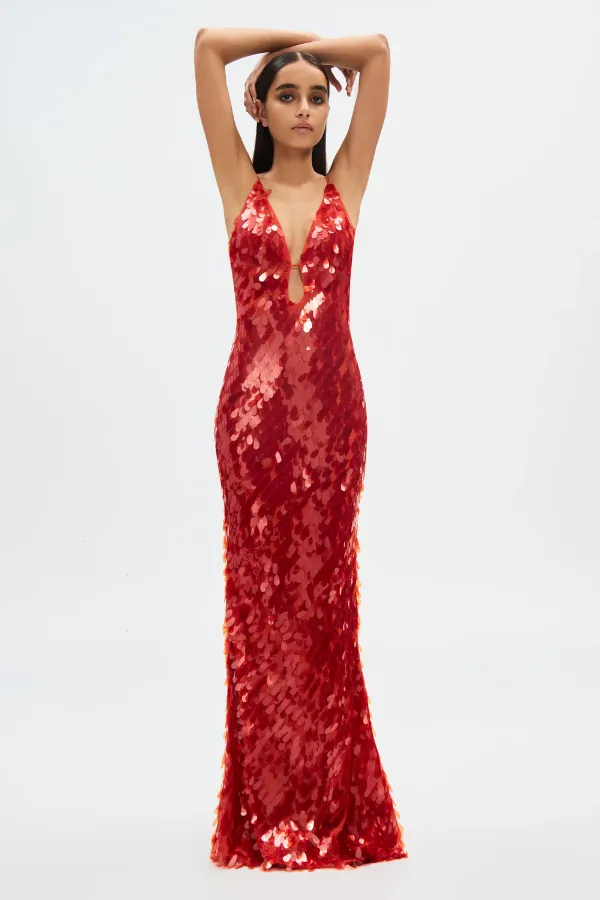 Sapphire Sequin Maxi Dress Red