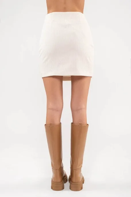 Sassy Cream Corduroy Mini Skirt