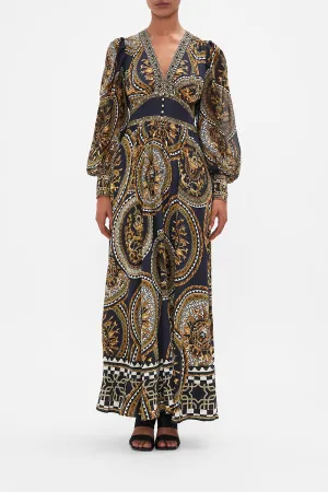 SHAPED WAISTBAND DRESS WITH GATHERED SLEEVES DUOMO KALEIDO