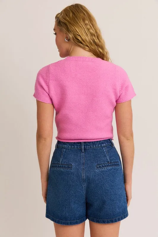 Short Sleeve Cropped Sweater