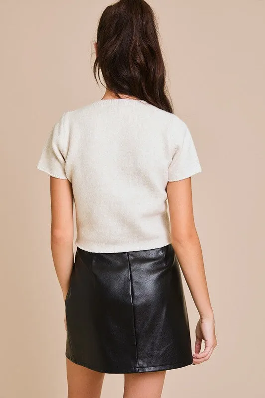 Short Sleeve Cropped Sweater
