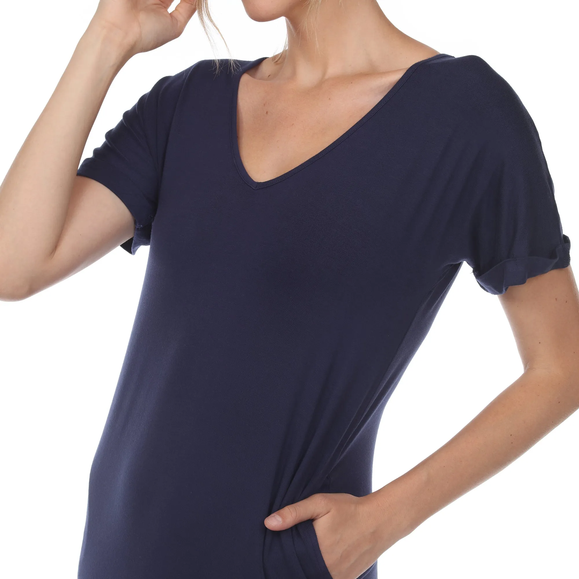 Short Sleeve V-neck Maxi Dress