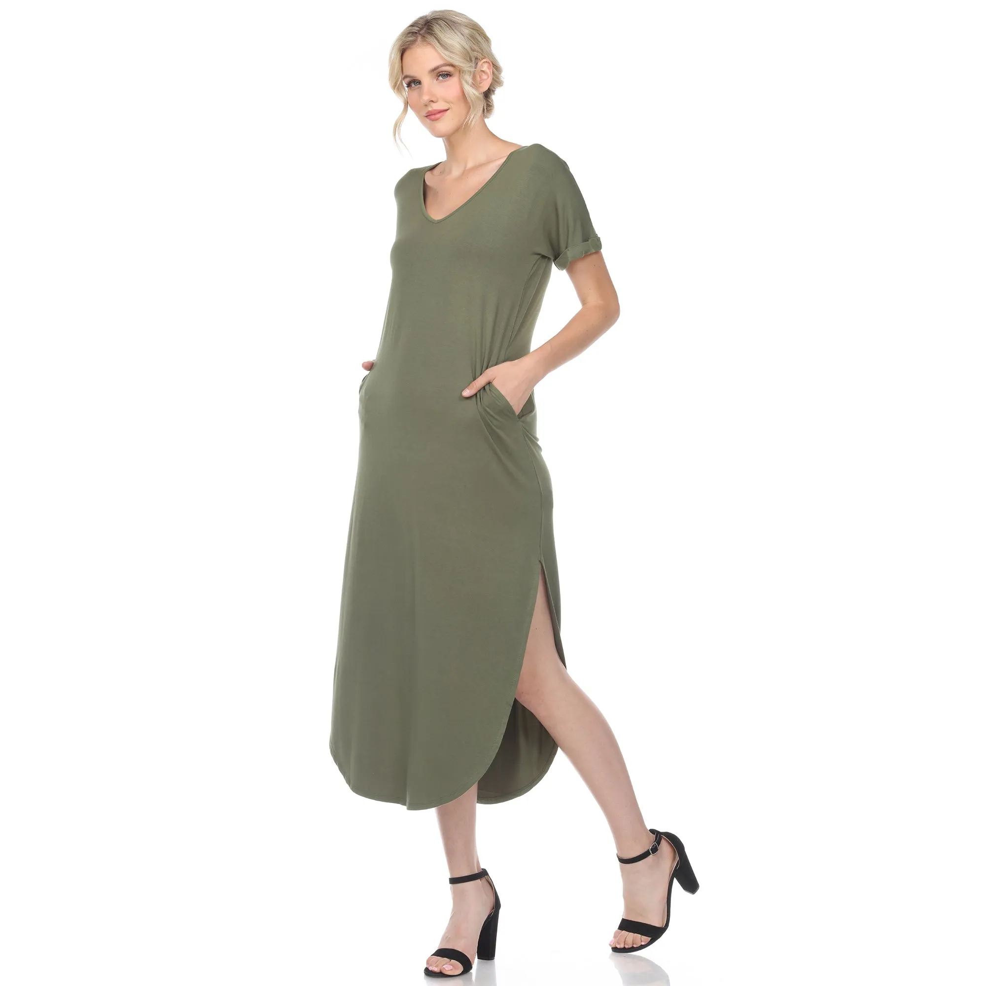 Short Sleeve V-neck Maxi Dress
