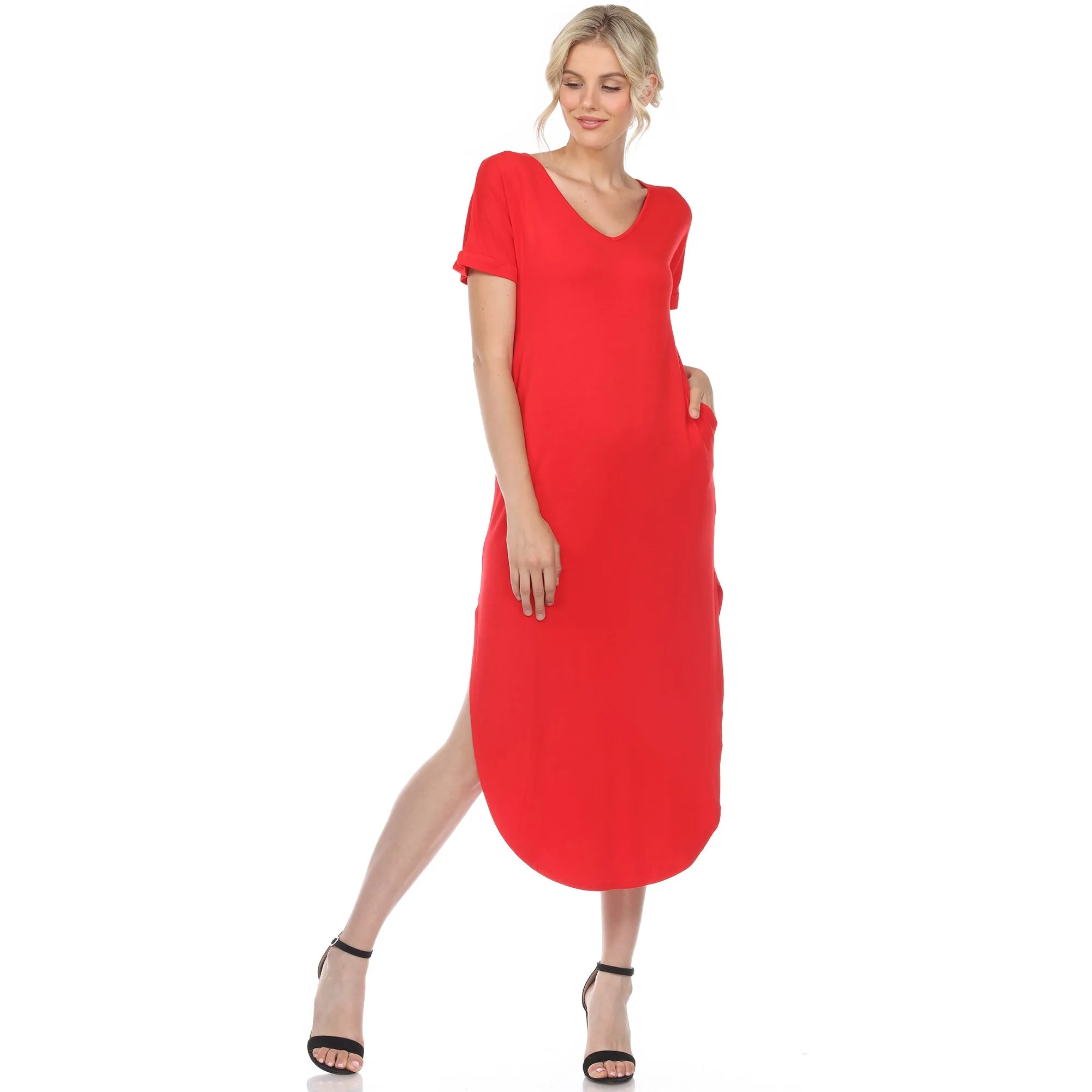 Short Sleeve V-neck Maxi Dress