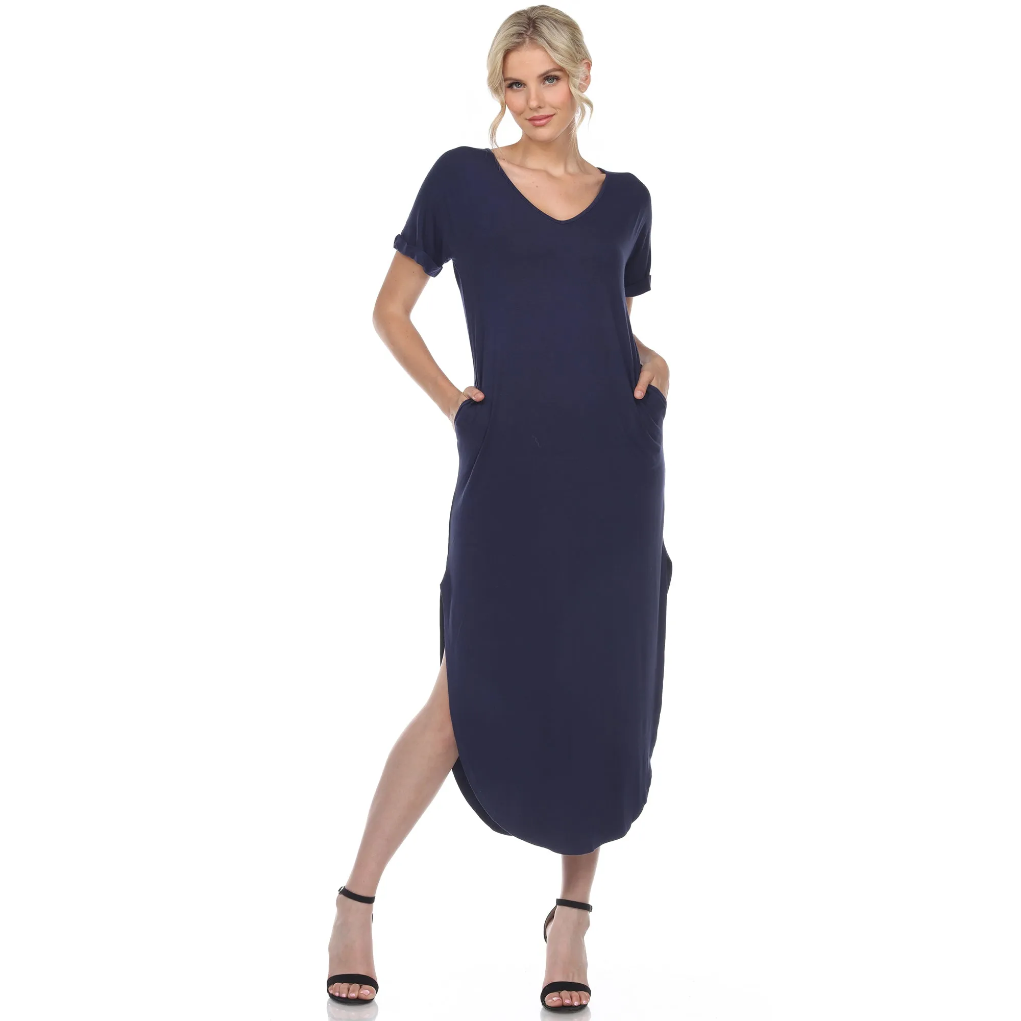 Short Sleeve V-neck Maxi Dress