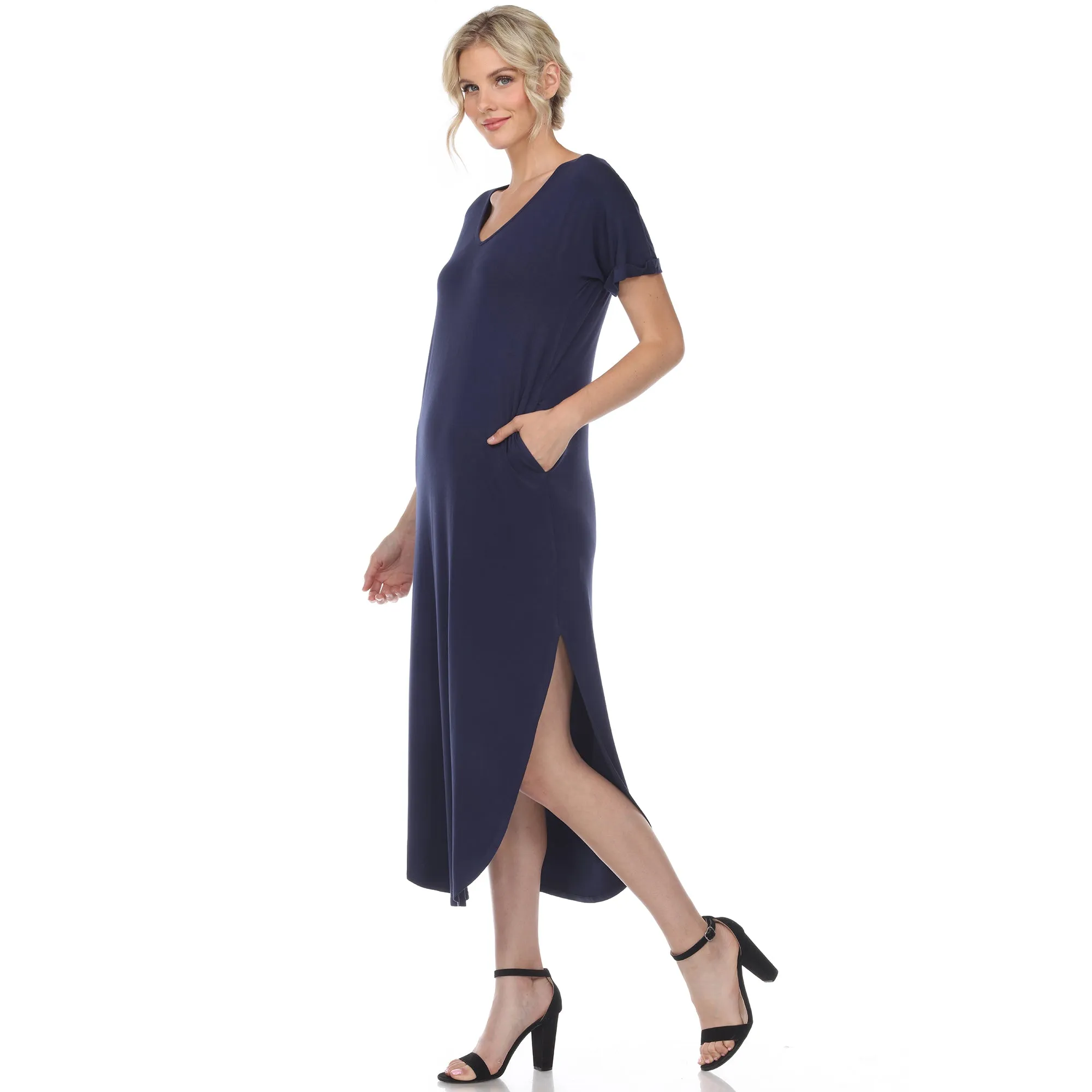 Short Sleeve V-neck Maxi Dress