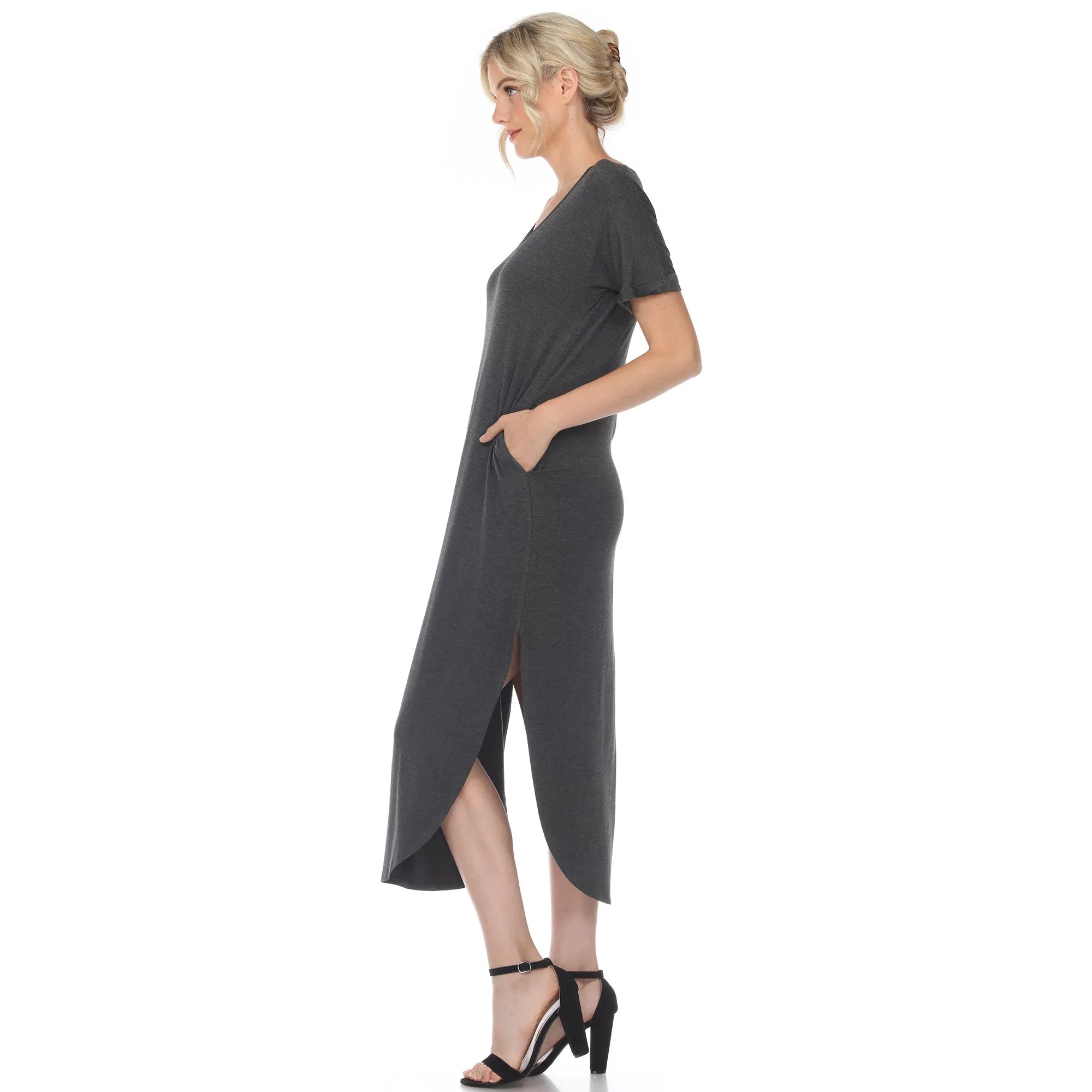Short Sleeve V-neck Maxi Dress