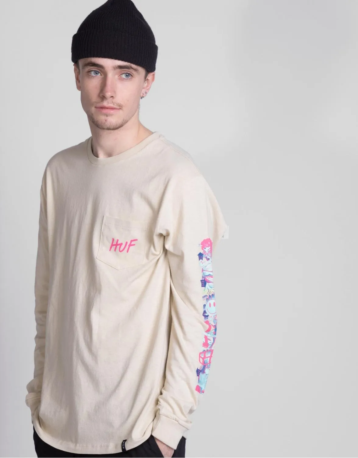 SHORT TERM L/S POCKET TEE OYSTER WHITE