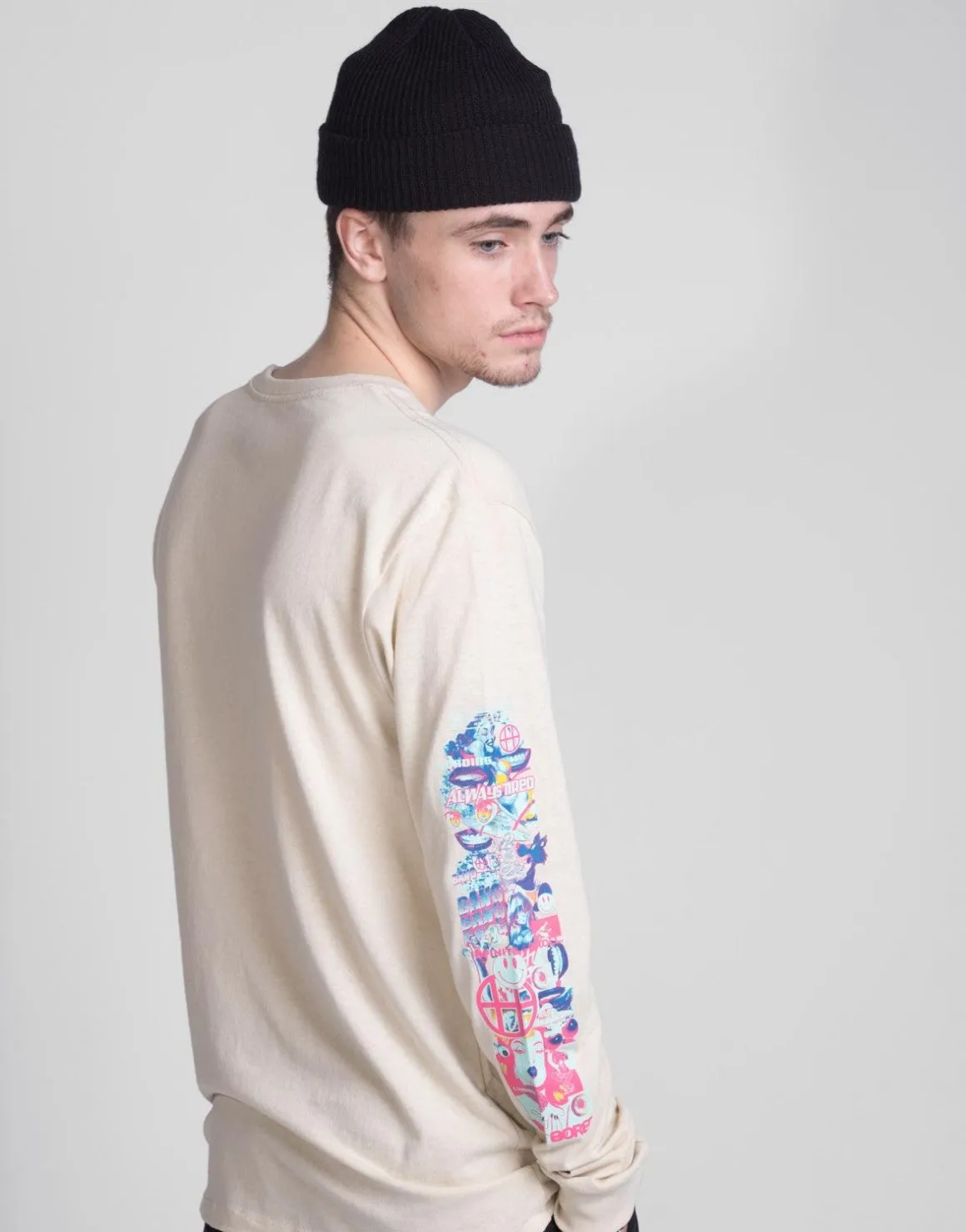 SHORT TERM L/S POCKET TEE OYSTER WHITE