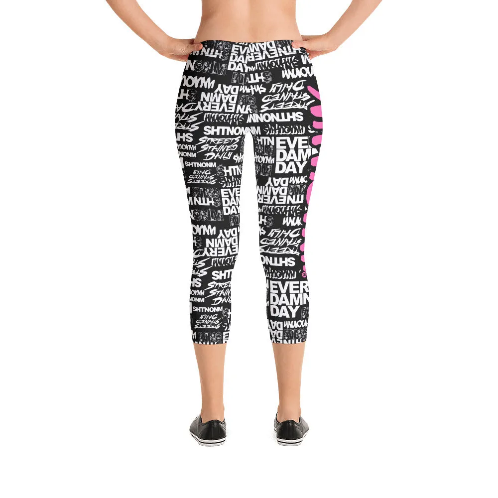 SHTNONM - CAPRI LEGGINGS (BLACK/HOT PINK)