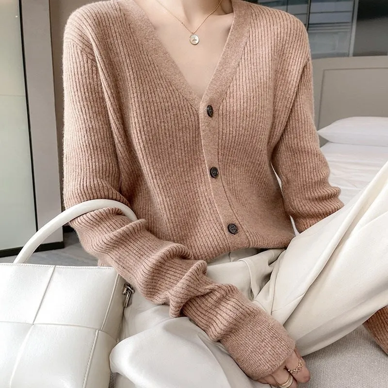 Simple Charms Ribbed Knit Cardigan
