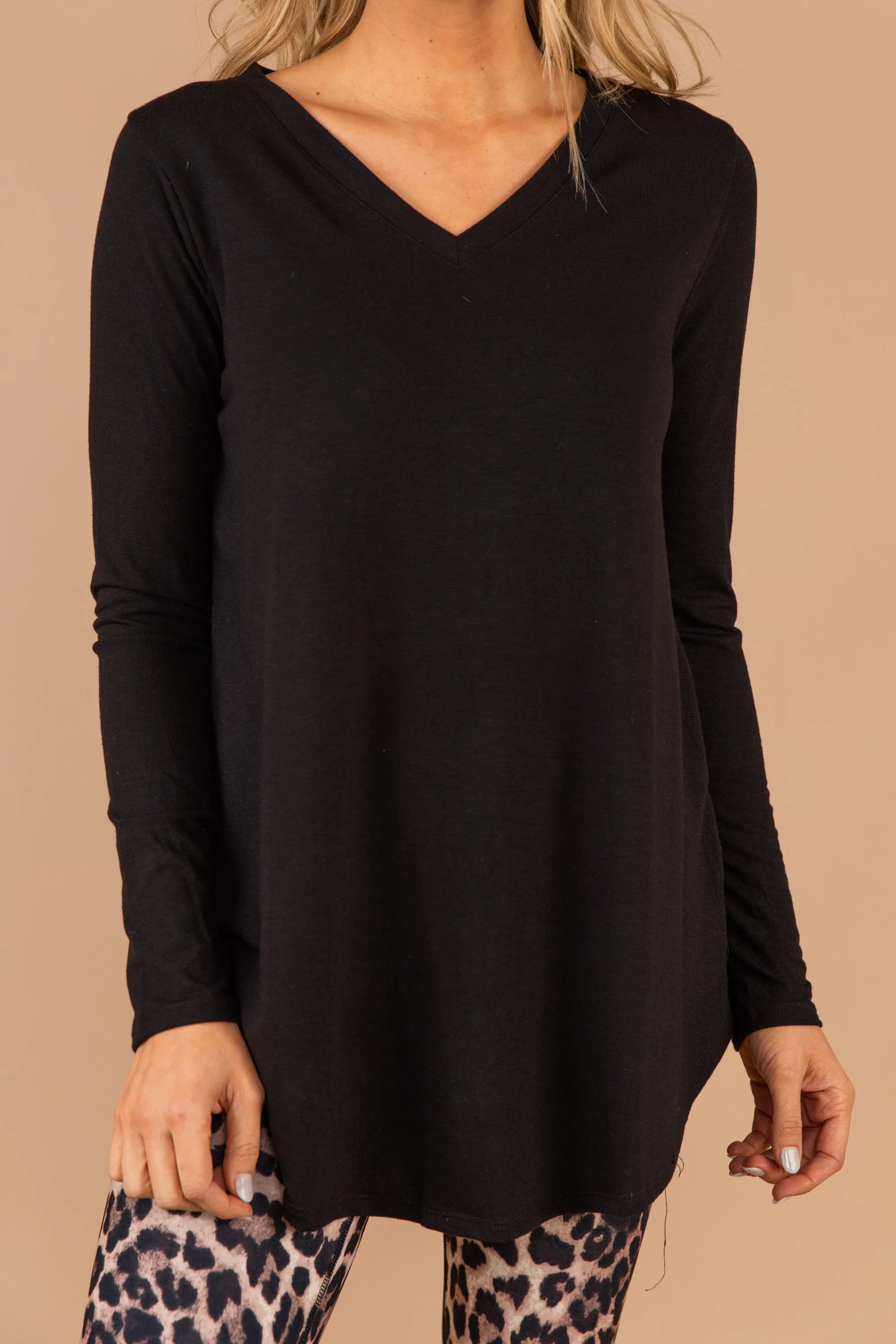 Simple Situations Black V-neck Top