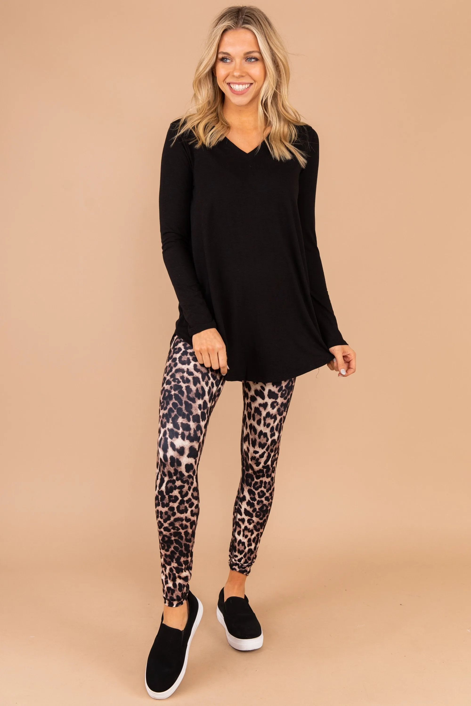 Simple Situations Black V-neck Top