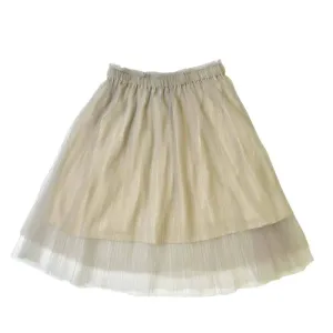 *Size 90 & 100 only* Layered Tulle Midi Skirt, Oyster