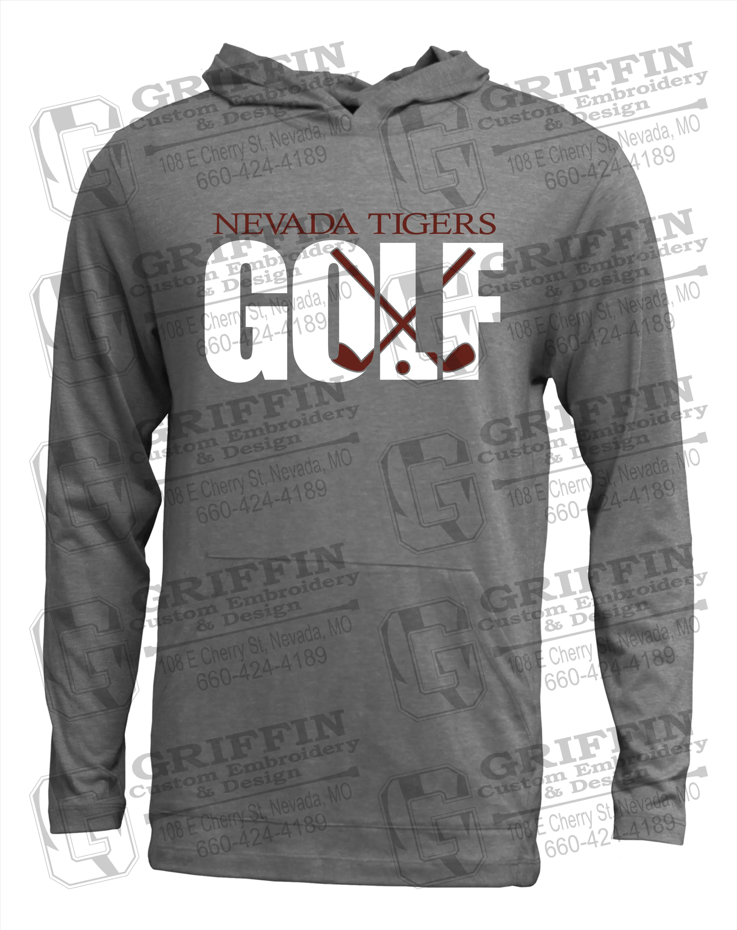 Soft-Tek T-Shirt Hoodie - Golf - Nevada Tigers 23-Y