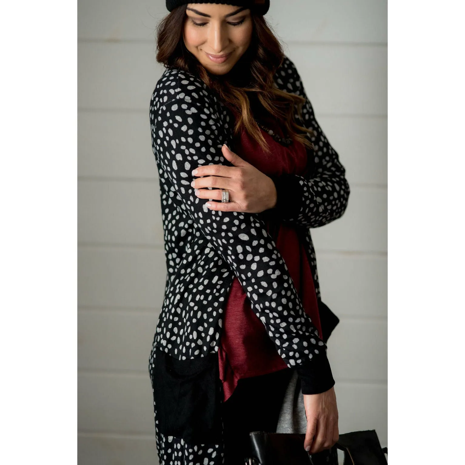Solid Accent Dottie Tunic Cardigan