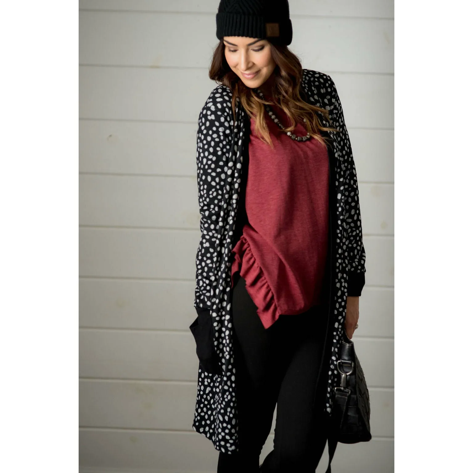 Solid Accent Dottie Tunic Cardigan