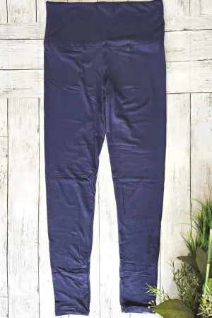 Solid Navy Yoga Band Legging