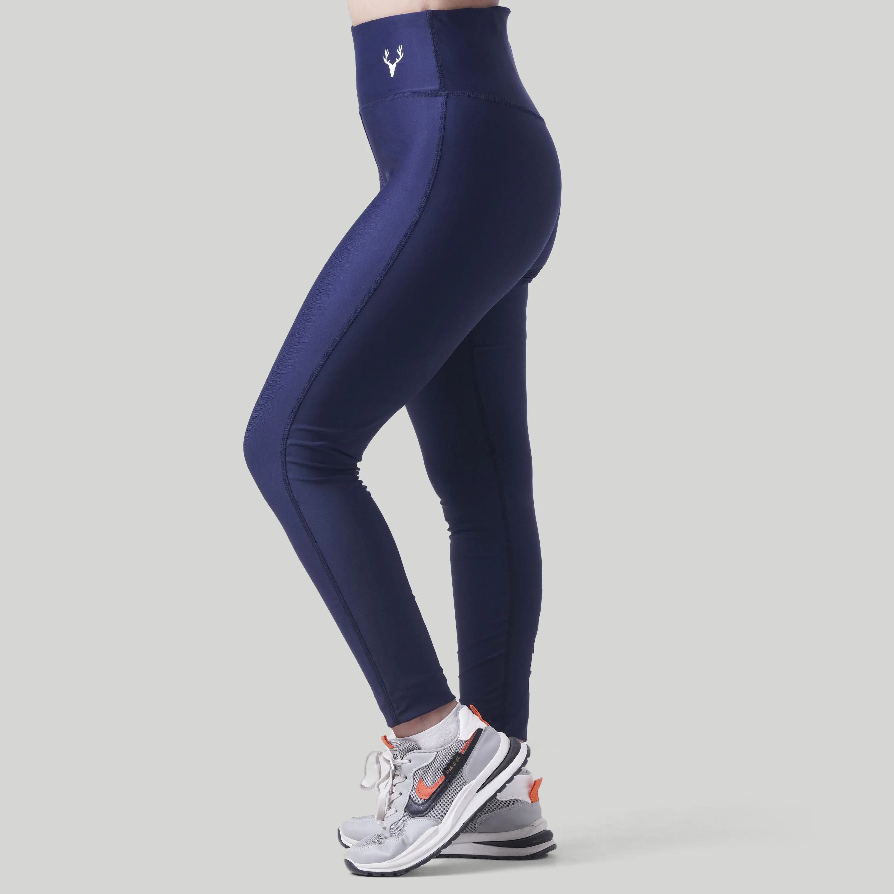 Stag Women Slash Dri-Fit Leggings (Navy Blue)