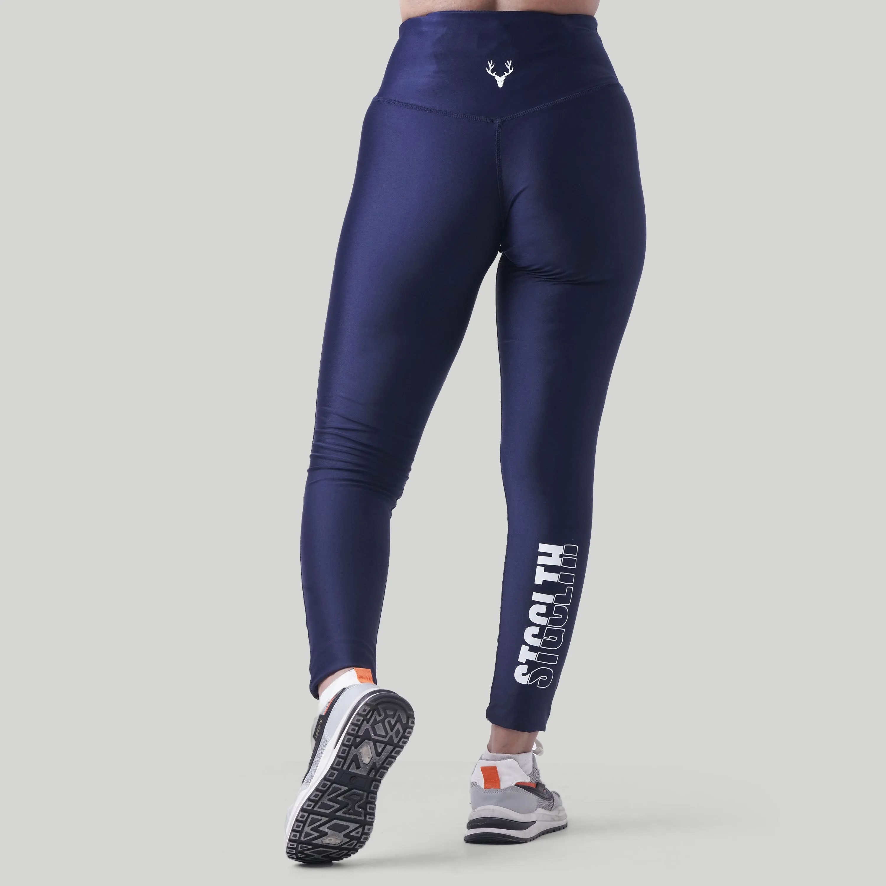 Stag Women Slash Dri-Fit Leggings (Navy Blue)