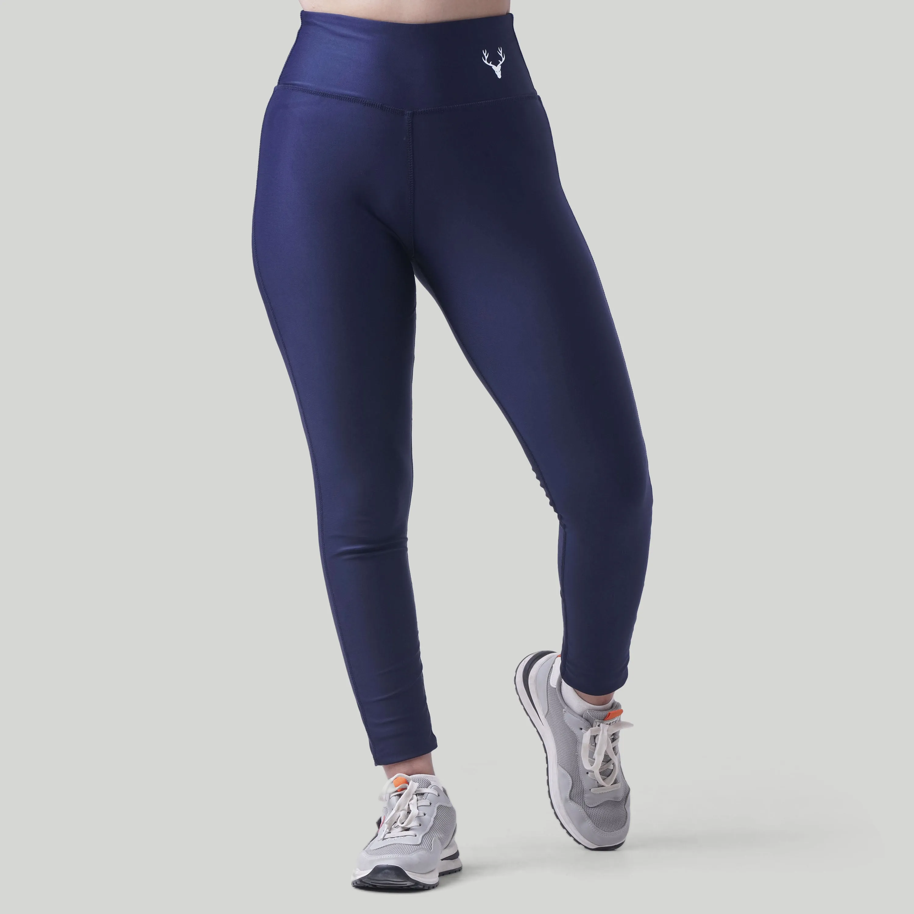 Stag Women Slash Dri-Fit Leggings (Navy Blue)