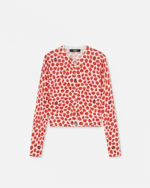 Strawberry Garden Silk Knit Cardigan