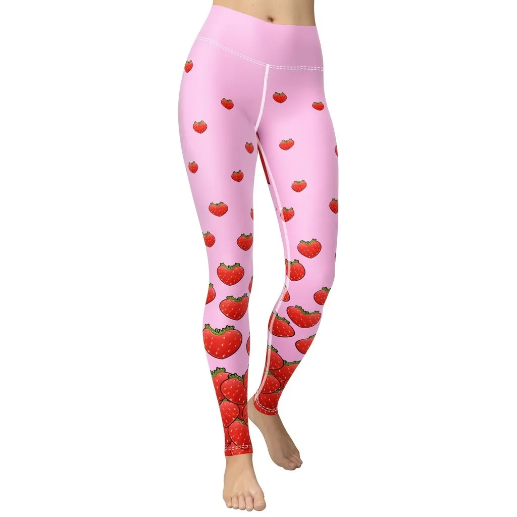 Strawberry Heart Shaped Yoga Leggings