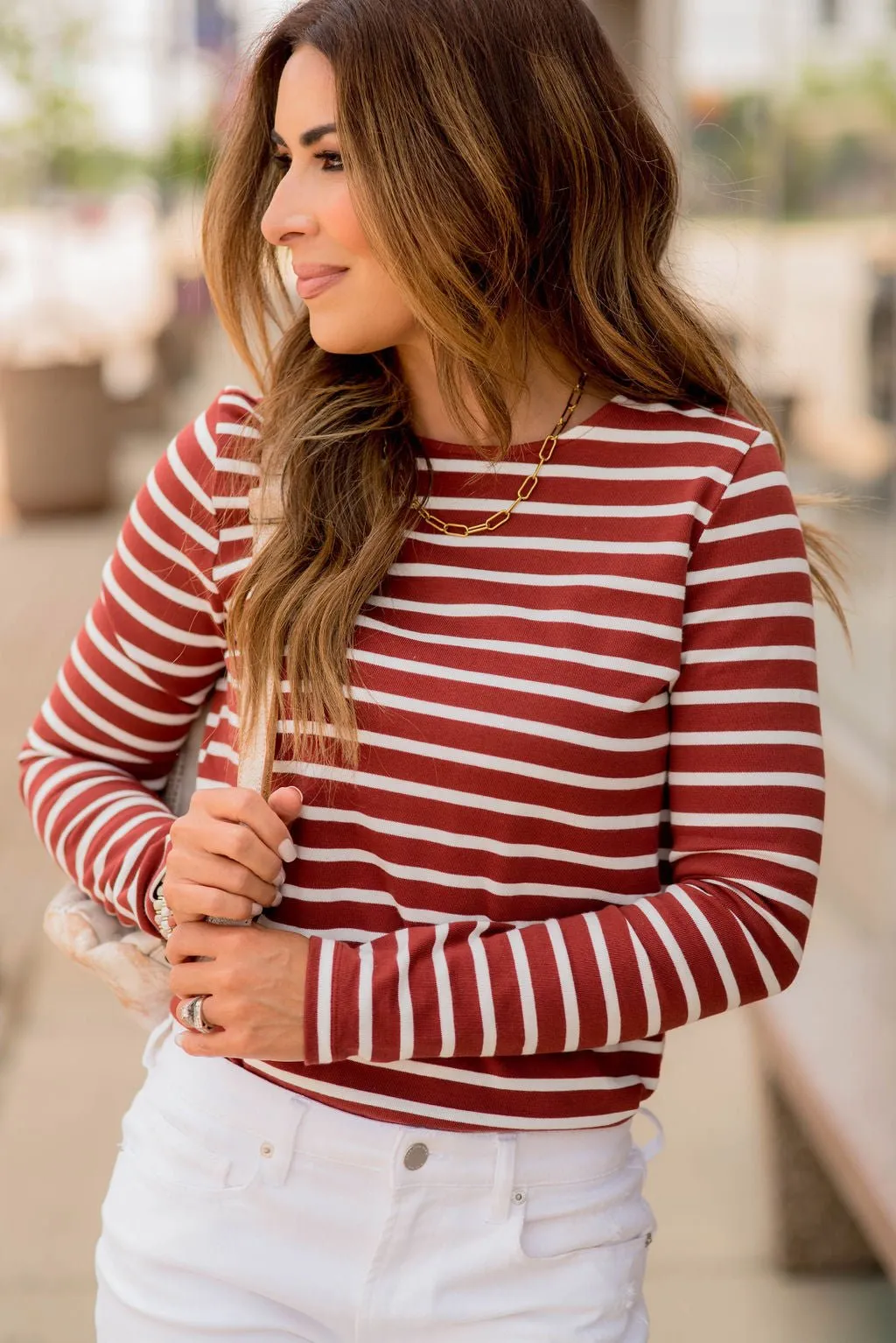 Striped Cotton Long Sleeve Tee