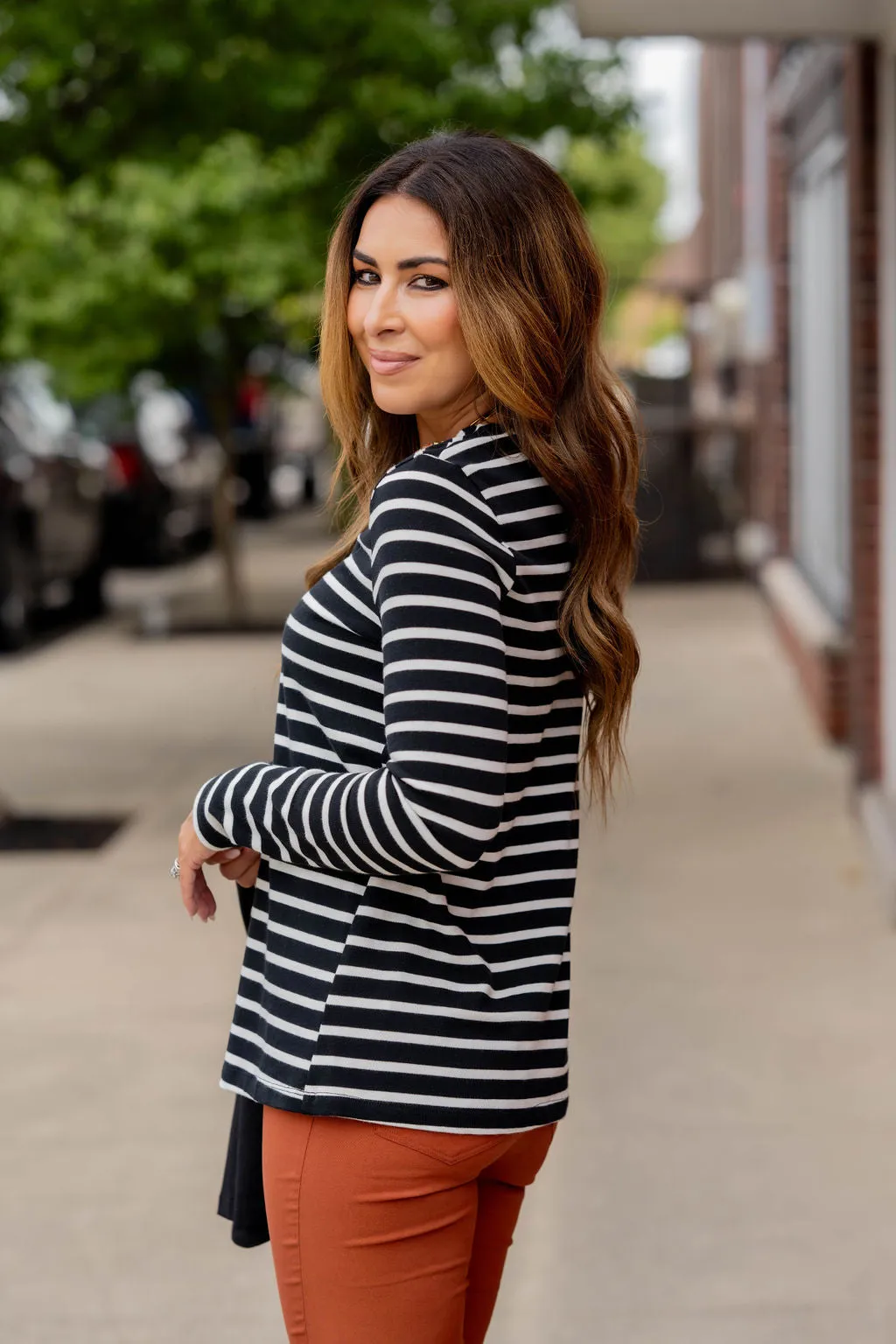 Striped Cotton Long Sleeve Tee