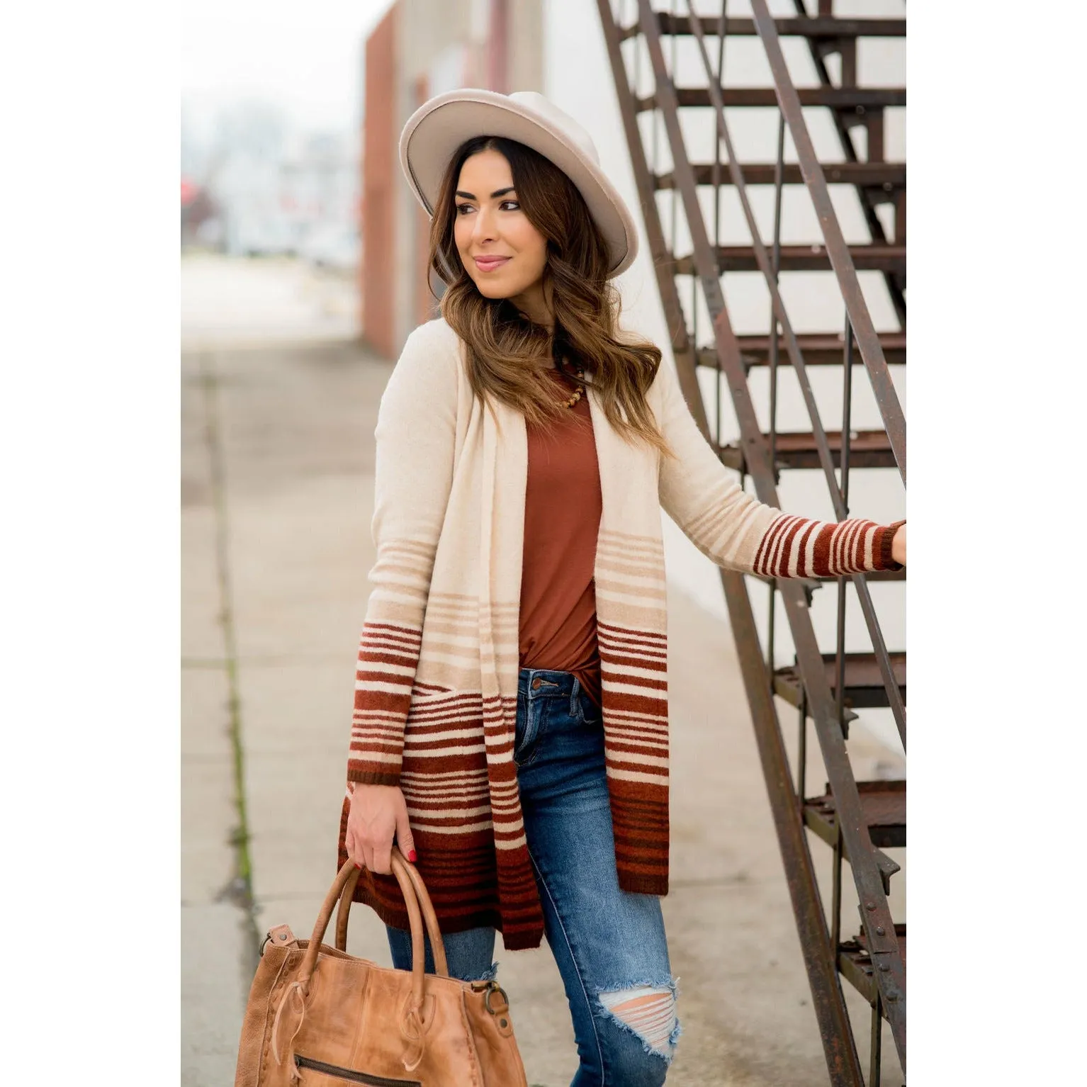 Striped Ombre Cardigan