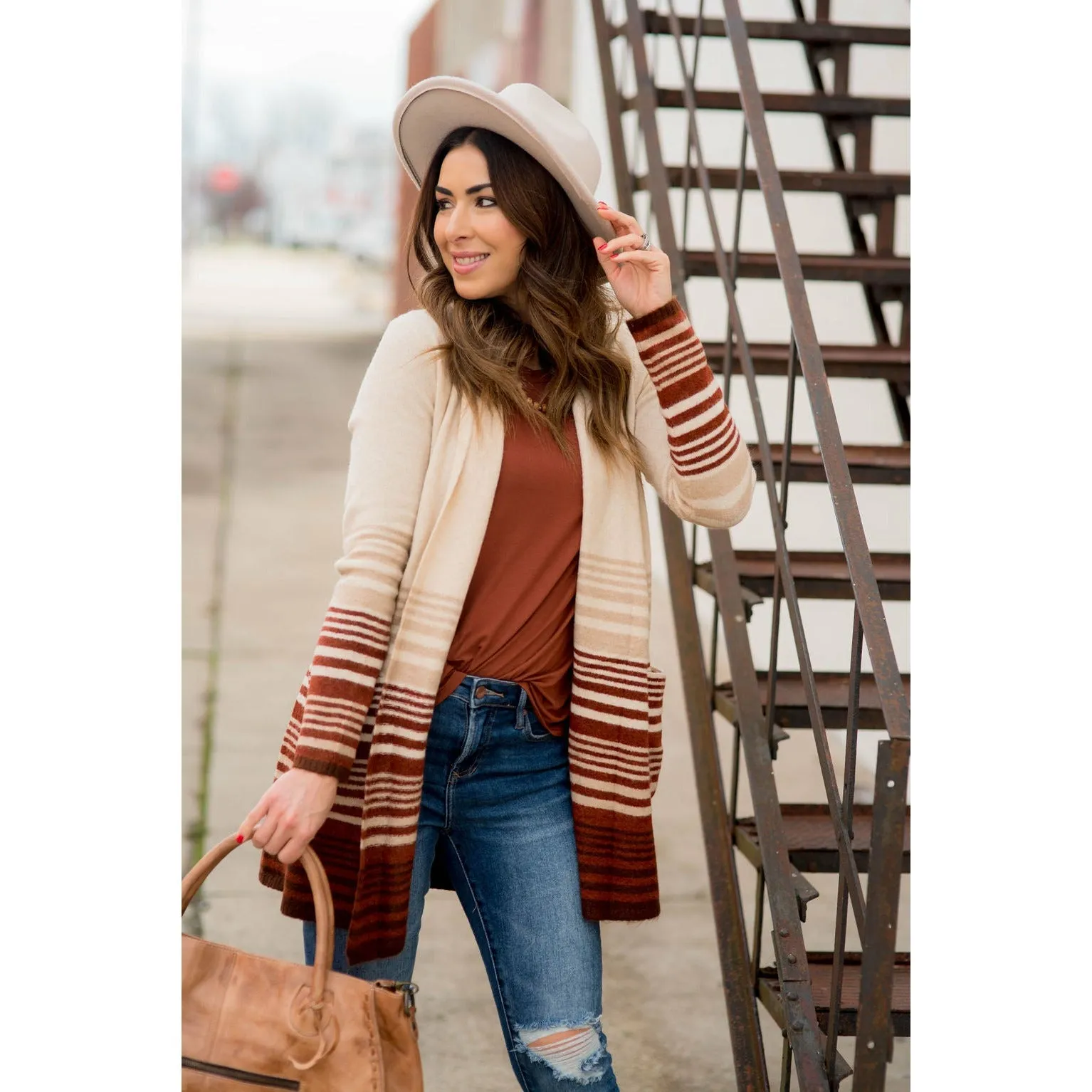 Striped Ombre Cardigan